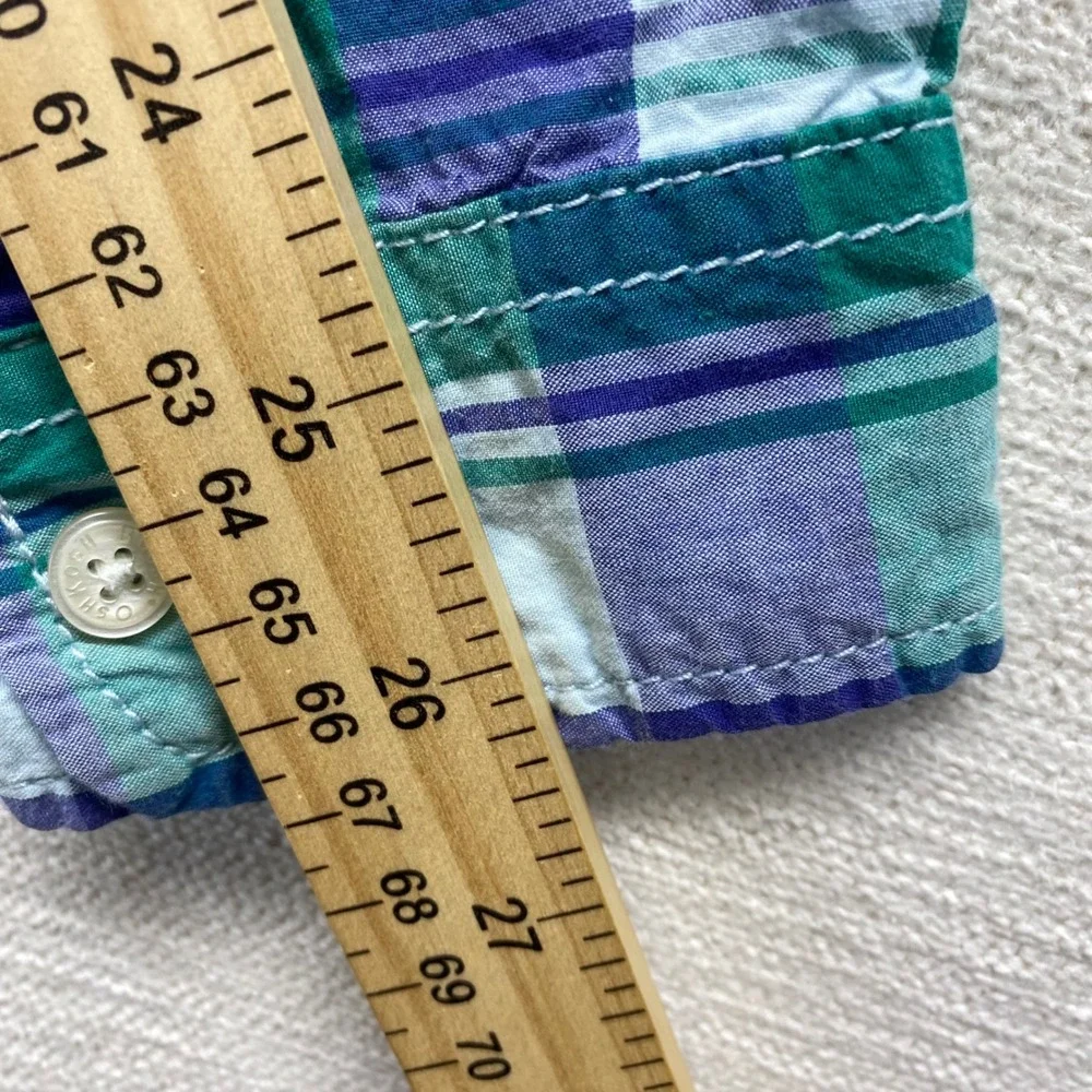 Oshkosh B'gosh Kids Boys Plaid Button Down Shirt Sz 12 Green Purple Long Sleeve